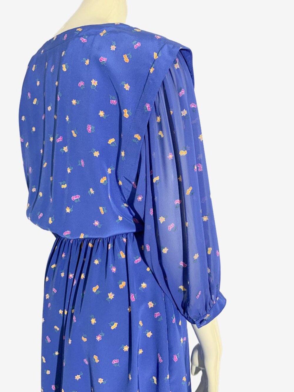 Vintage 1980s Albert Nipon Boutique Floral Midi Dress / size Small - Picture 13 of 14